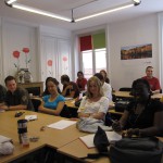 International students during the French class